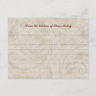 Vintage Parchment Swirl Personalised Recipe Cards