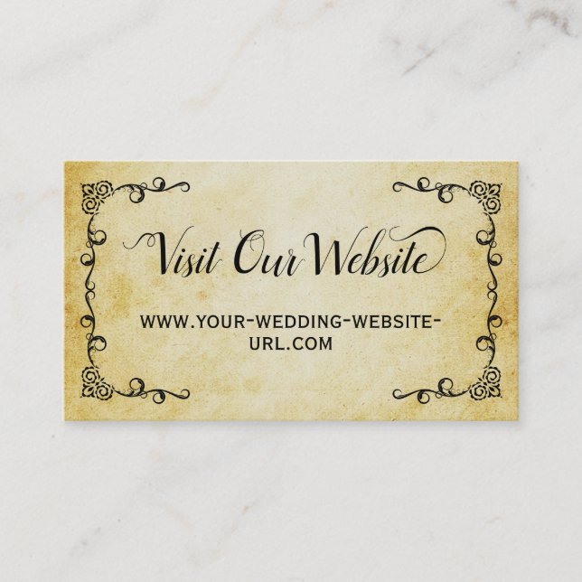 Vintage Parchment Visit Our Wedding Website Enclosure Card (Front)
