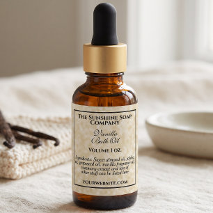 Vintage parchment waterproof label w ingredients