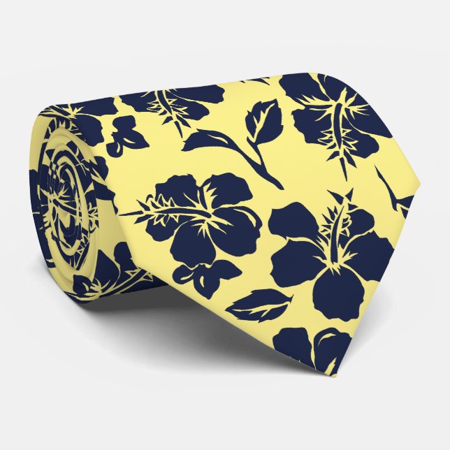 Vintage Pareau Hawaiian Hibiscus Two-sided Printed Tie (Rolled)