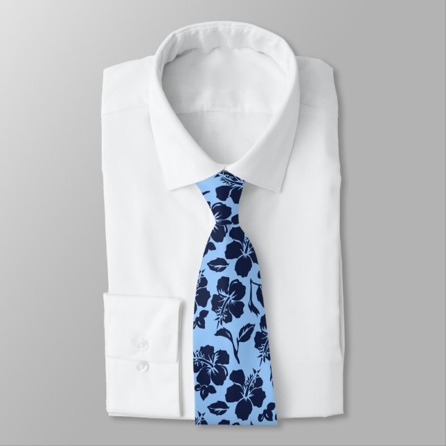 Vintage Pareau Hawaiian Hibiscus Two-sided Printed Tie (Tied)