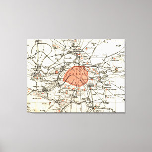 Vintage Paris and Surrounding Area Map (1890) Canvas Print