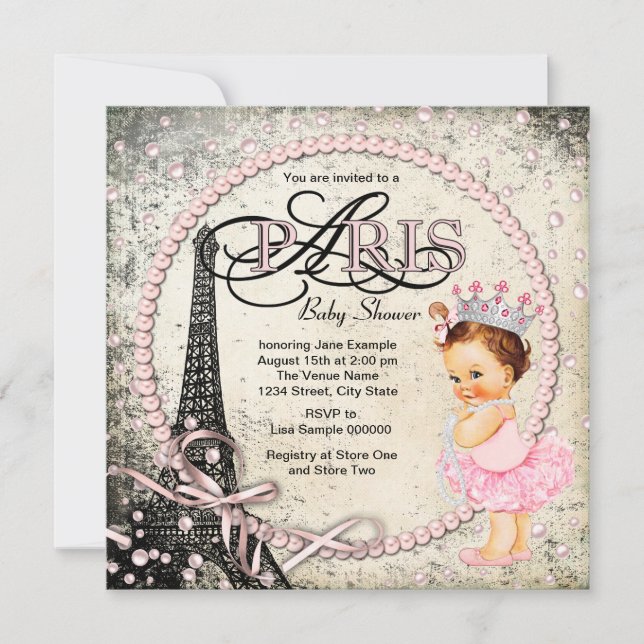 Vintage Paris Baby Shower Invitation (Front)