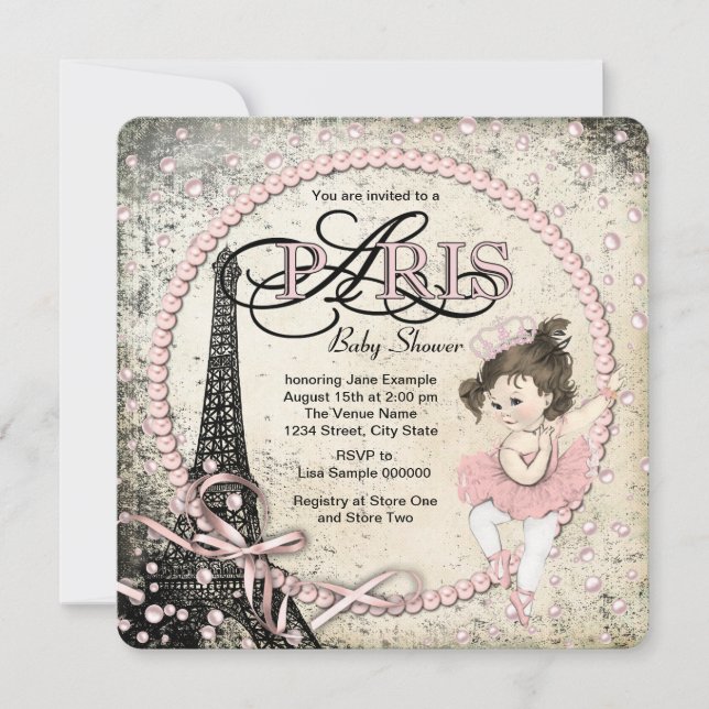 Vintage Paris Baby Shower Invitation (Front)