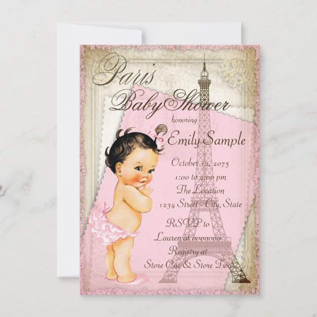 Vintage Paris Baby Shower Invitation (Front)