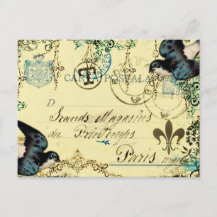 Vintage Paris Bluebird Postcard