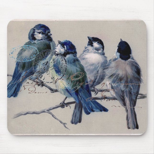 Vintage Paris Bluebirds Mouse Pad (Front)