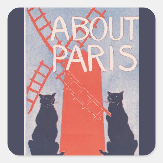 Vintage Paris Book Cover Square Sticker (Front)