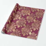 Vintage Paris Burgundy Red and Gold Roses Wrapping Paper<br><div class="desc">Paris vintage burgundy rose pattern wrapping paper.</div>