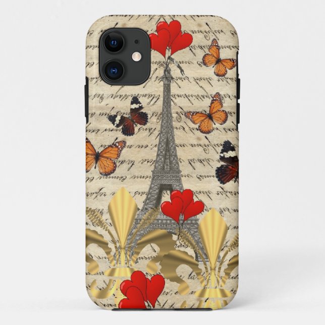 Vintage Paris & butterflies Case-Mate iPhone Case (Back)