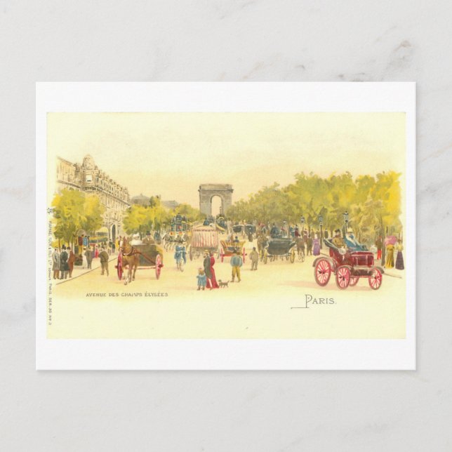 Vintage Paris Champs Elysees Postcard (Front)