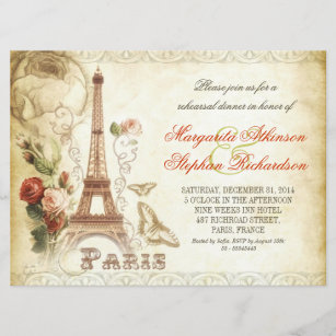 vintage PARIS chic rehearsal dinner invitations