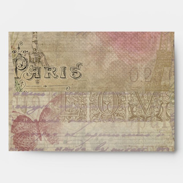 Vintage Paris Chic Wedding Invitation Envelopes (Back (Top Flap))