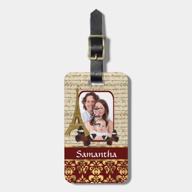 Vintage Paris collage Luggage Tag (Front Vertical)