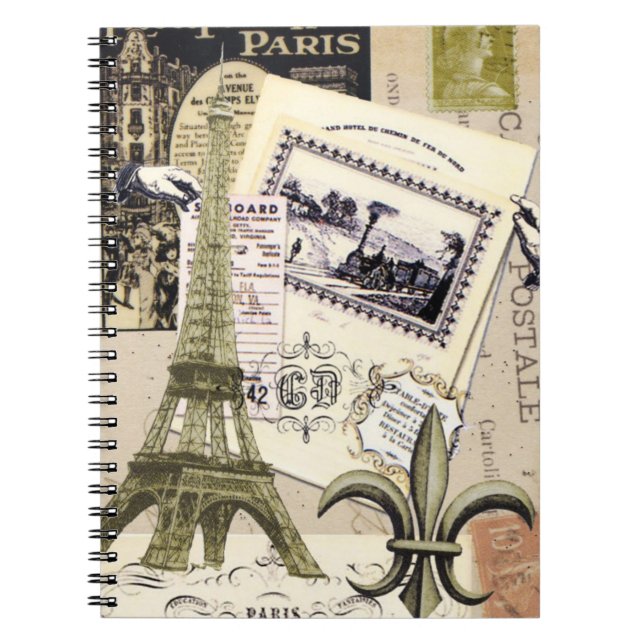 Vintage Paris Collage...notebook Spiral Notebook (Front)