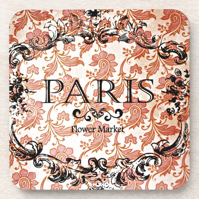 Vintage Paris Damask Coaster (Front)