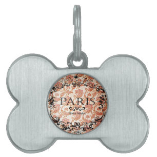 Vintage Paris Damask Pet Name Tag