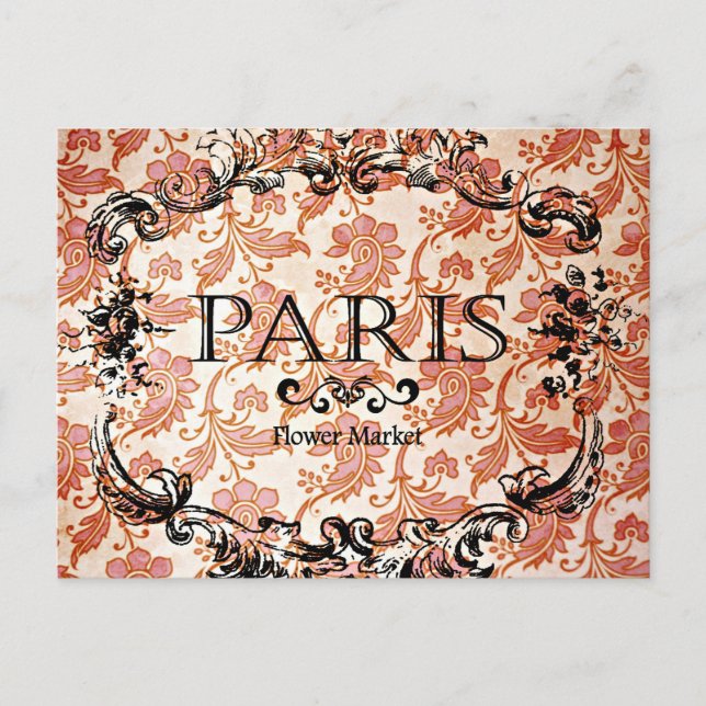 Vintage Paris Damask Postcard (Front)