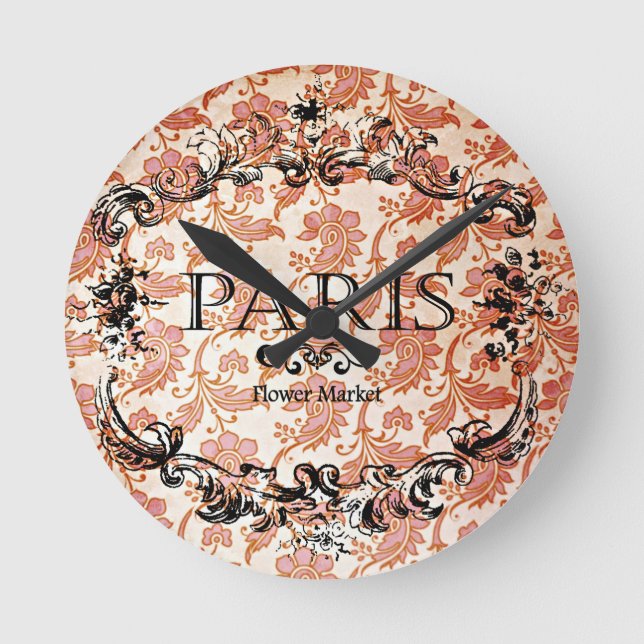Vintage Paris Damask Round Clock (Front)