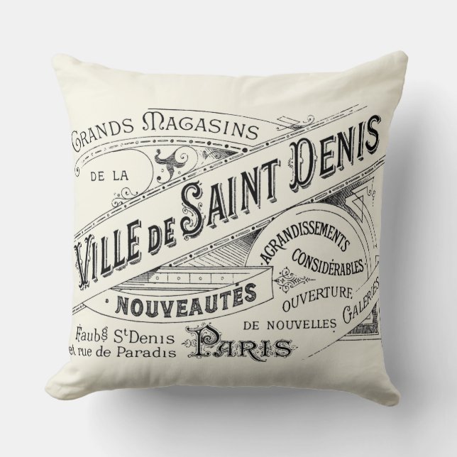 Vintage Paris Deptartment Store Ad Cushion (Front)
