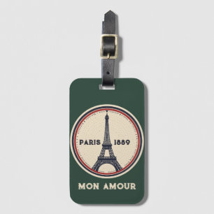 Vintage Paris Eiffel Tower 1889 Travel Luggage Tag