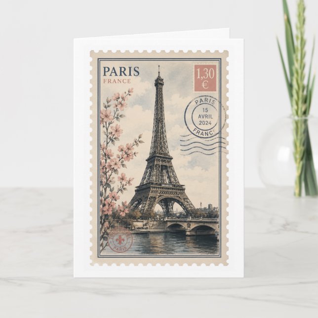 Vintage Paris Eiffel Tower Greeting Card (Front)
