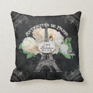 Vintage Paris Eiffel Tower Home Decor Chalkboard Cushion
