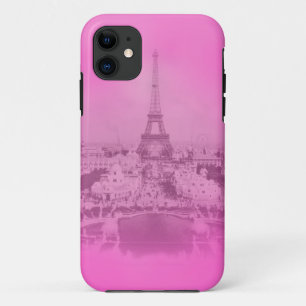 Vintage Paris & Eiffel tower Pink exposure Unique Case-Mate iPhone Case