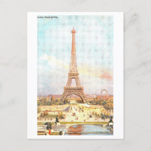 Vintage Paris Eiffel Tower Postcard
