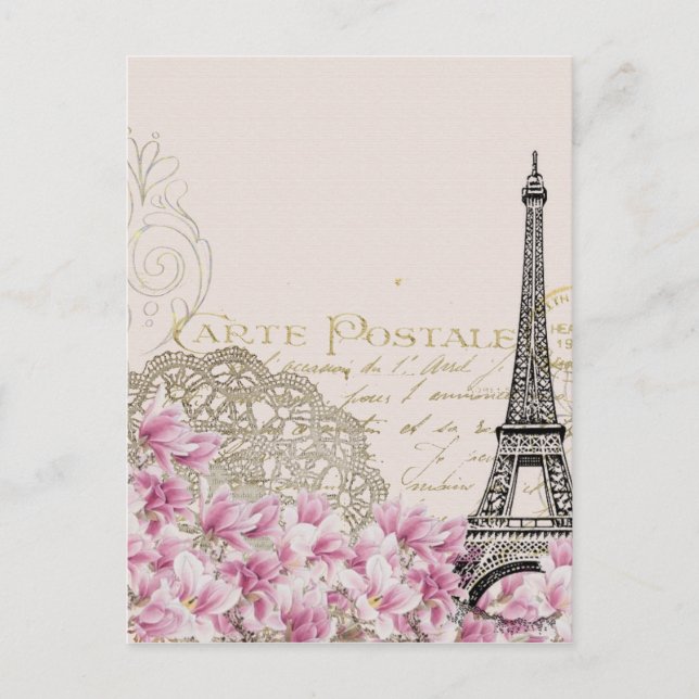 Vintage Paris Eiffel tower print Postcard (Front)