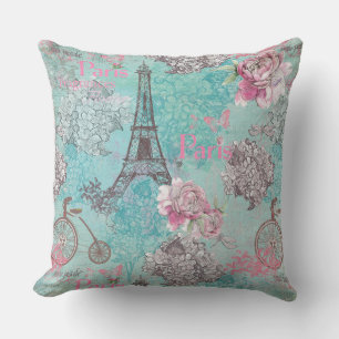 Vintage Paris-Eiffeltower- Flowers Bicycle Cushion