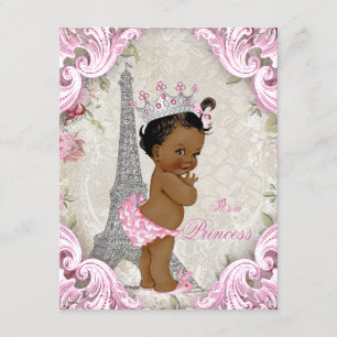 Vintage Paris Ethnic Princess Floral Baby Shower Invitation