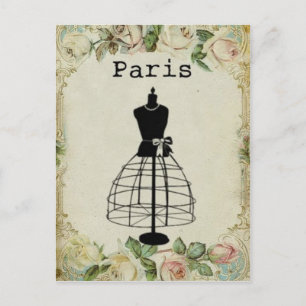 Vintage Paris Fashion Dress Form Postcard