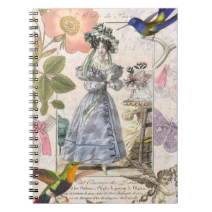 Vintage Paris Fashion  Elegant Collage Spiral Notebook