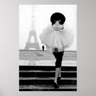 Vintage Paris Fashion Photography Print, Eiffel Poster