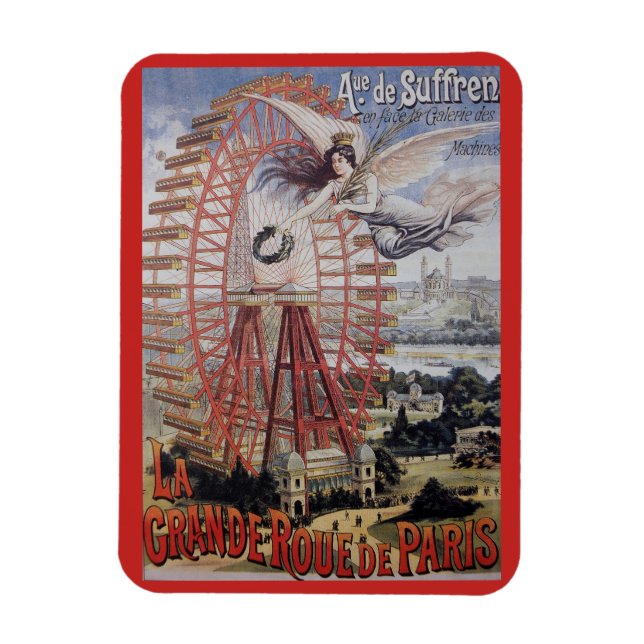 Vintage Paris Ferris Wheel Advertisement Magnet (Vertical)