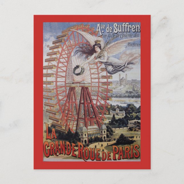 Vintage Paris Ferris Wheel Advertisement Postcard (Front)