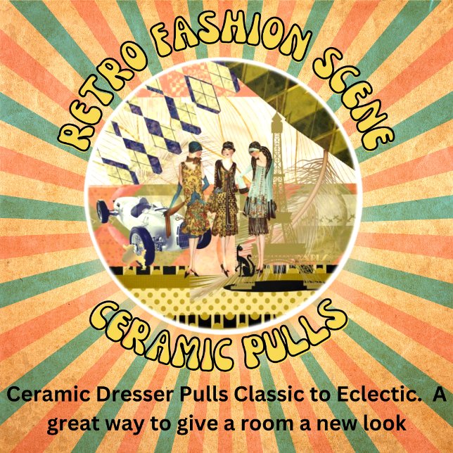 Vintage Paris Flappers Scene   Ceramic Knob (Creator Uploaded)