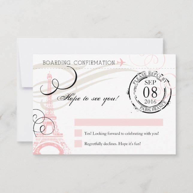 Vintage Paris France Birthday Party RSVP Card (Front)