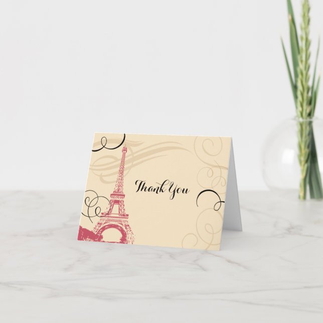 Vintage Paris France Eiffel Tower Thank You Card (Front)