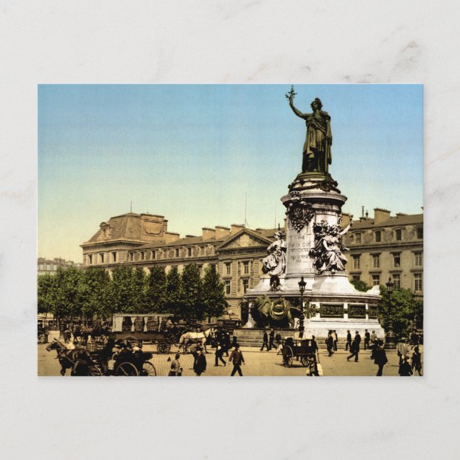 Vintage Paris France, Place de la Republique Postcard (Front)