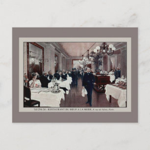 Vintage Paris France restaurant interior Postcard