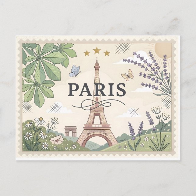 Vintage Paris France Travel Poster Art Postcard (Front)