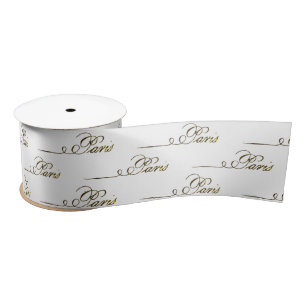 Vintage Paris French Script Ribbon Satin Ribbon