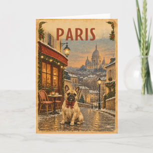 Vintage Paris Frenchie Christmas Card
