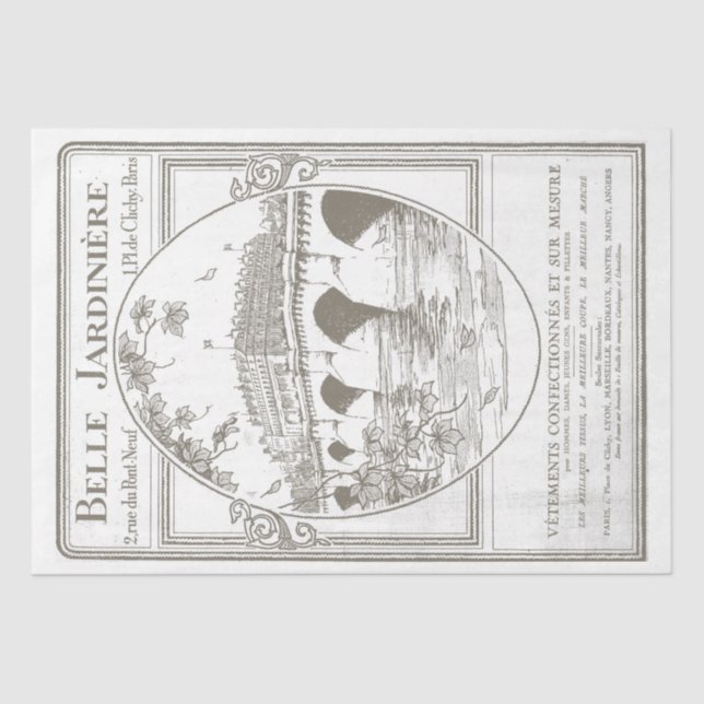 Vintage Paris Garden Poster French Decoupage Tissue Paper (Front)