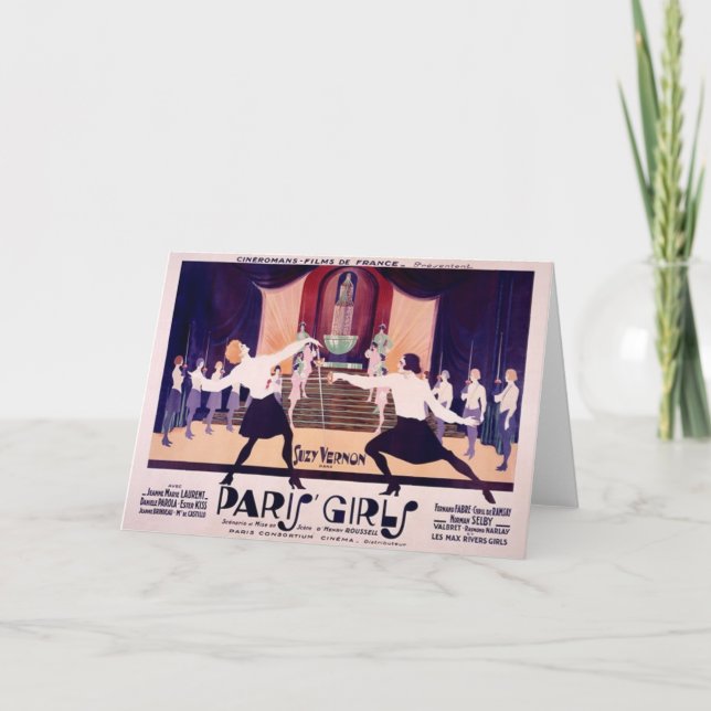 Vintage Paris Girls Fencing Note Card (Front)