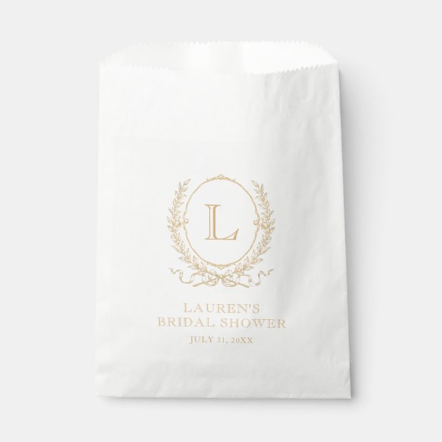 Vintage Paris Glam | Monogram Bridal Shower Favour Bags (Front)