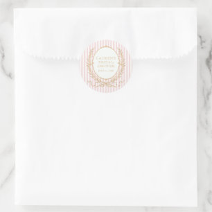 Vintage Paris Glam Pink Stripe Bridal Shower Classic Round Sticker