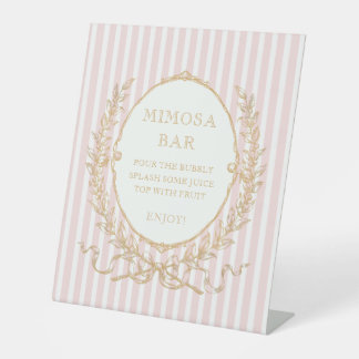 Vintage Paris Glam | Pink Stripe Bridal Shower Pedestal Sign